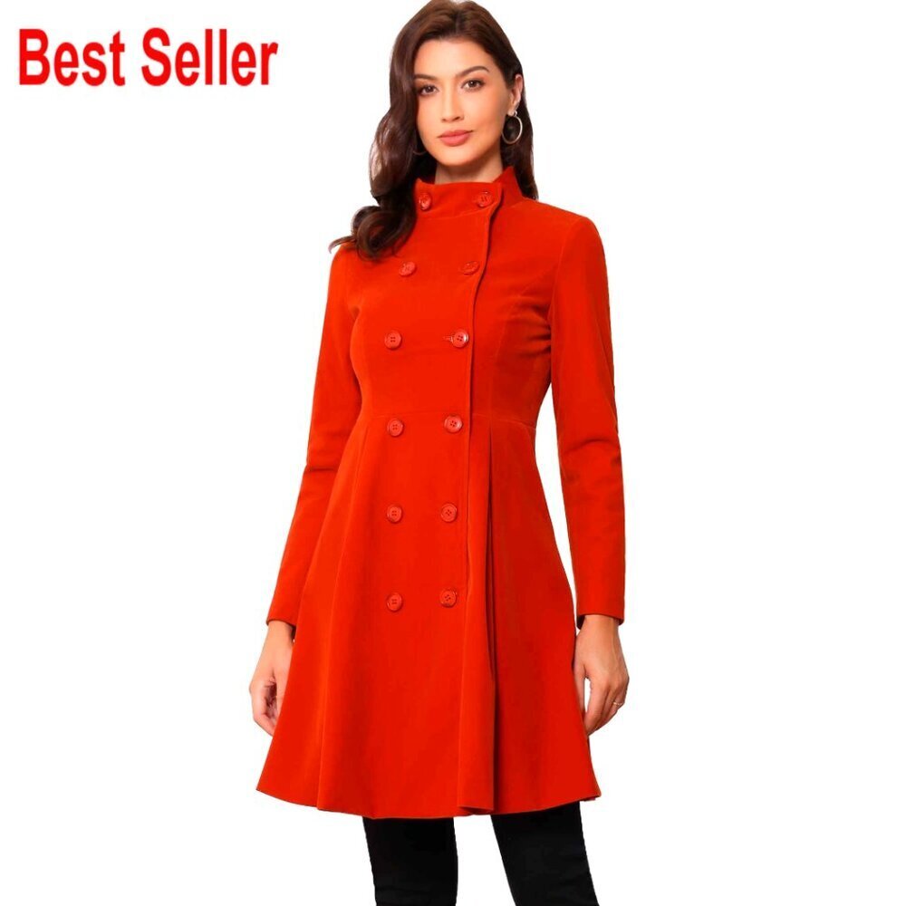 Velvet Steampunk Swing Coat Vintage A-Line Double Breasted Elegant Winter Trench